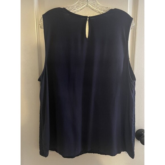 Calvin Klein Sleeveless Eyelet front Women’s Size 1X Dark Navy Blue keyhole back - Picture 6 of 8